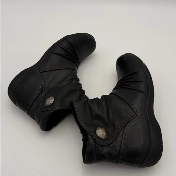 Clarks Black Ankle leather Boots women 8W Side Zipper casual office retro Y2K - Picture 6 of 11